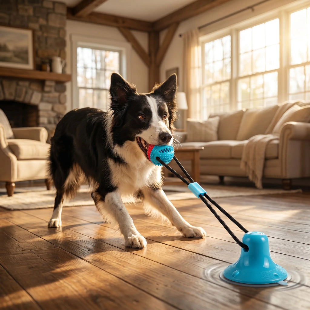Pawsome Pro-Tug Dispenser™ Corrected Lifestyle - Border Collie