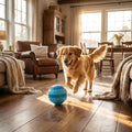 Meadow Motion Ball鈩?Lifestyle - Dog Chasing Blue Textured Ball