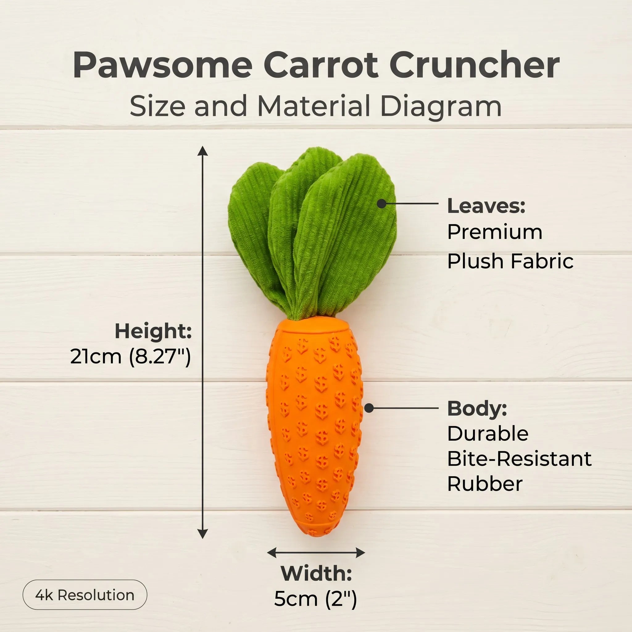 Size Guide & Material Breakdown - 21cm Height
