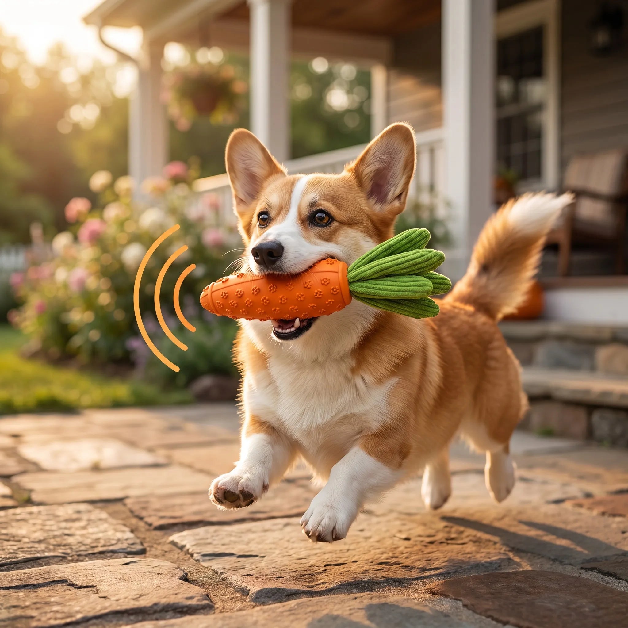 Pawsome Carrot Cruncher™ Lifestyle - Dog Biting Squeaky Toy